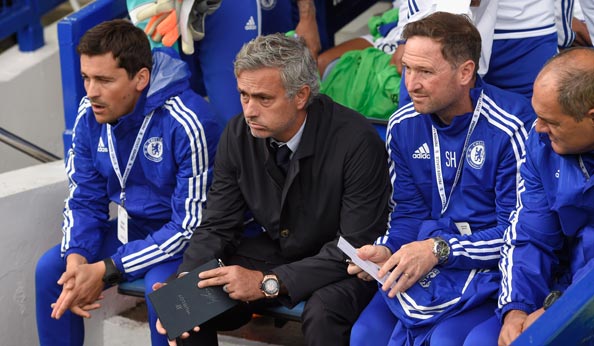 Chelsea dugout with Jose Mourinho